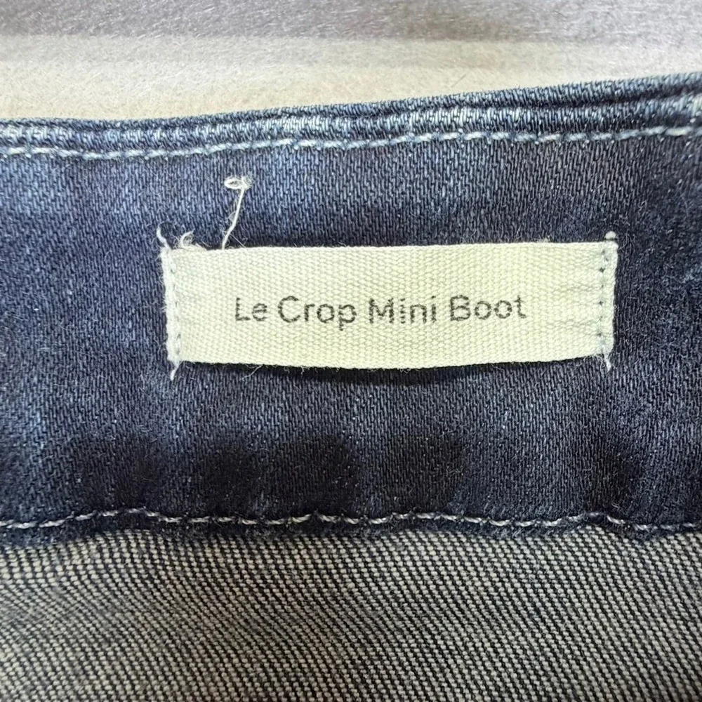 FRAME Jeans Womens 25 Le Crop Mini Boot Blue Fringe Hem Dark Wash Denim - Picture 5 of 10
